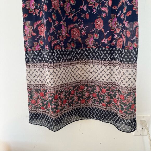 Cabi "Festive" Jewel Tone Floral Patterns Long Sleeve Round Neck Maxi Dress - Picture 13 of 14